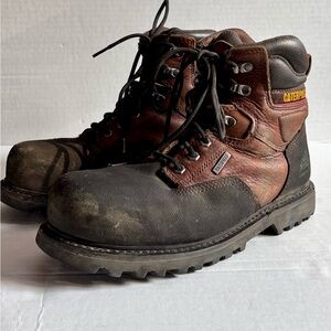 Cat Footwear Men’s Waterproof Composite Toe Black & Brown Work Boots size 9-1/2